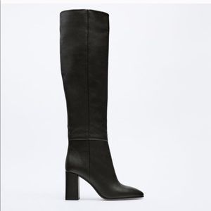 NWT ZARA 100% GENUINE LEATHER KNEE HIGH BOOTS
